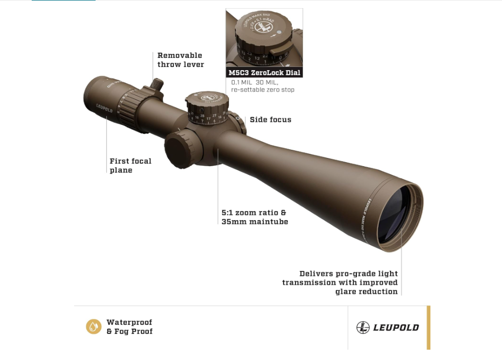 Leupold Mark 5HD 5-25x56 (35mm) M5C3 FFP PR2-MIL Dark Earth Riflescope
