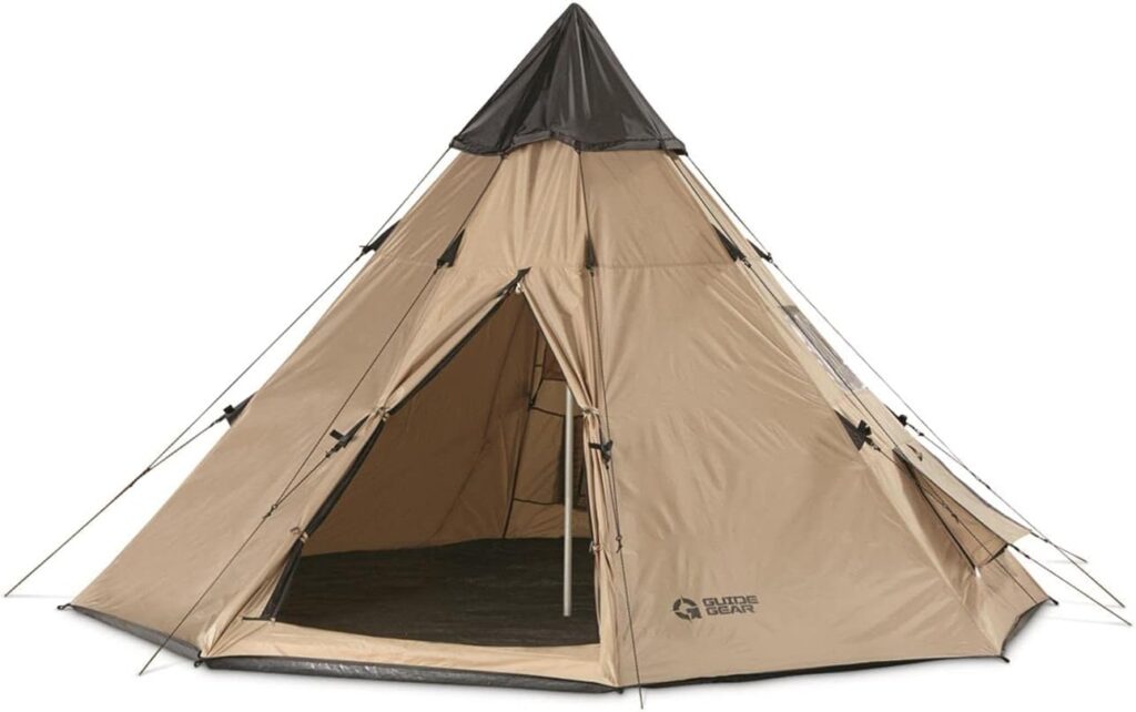 Guide Gear 10′ × 10′ Stainless-Tip Teepee Tent (2‑Person, 4‑Season)