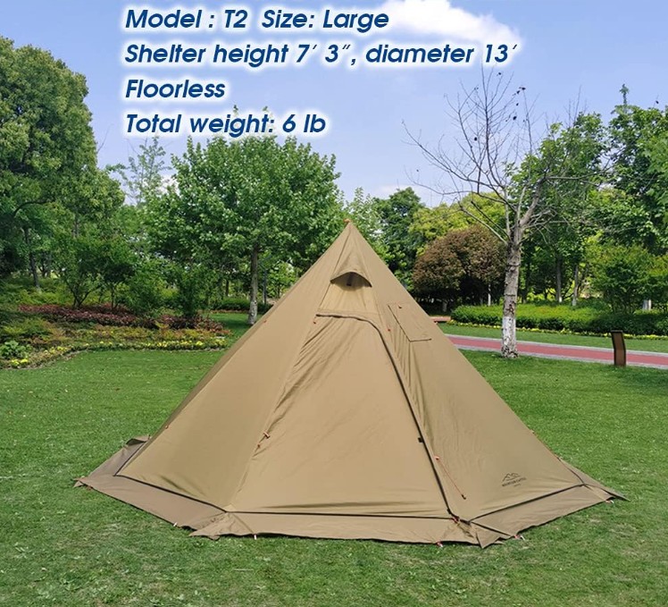 PRESELF 3‑Person Lightweight Tipi “Hot Tent” with Stove Jack