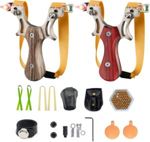 2PCS Slingshots,Professional Slingshot Set for Adult with Flat Rubber Bands.