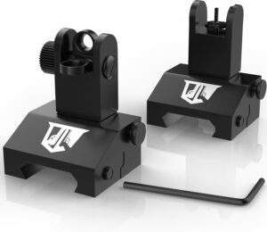 Flip Up Iron Sights - BUIS Flip Up Sights Rail Mounted - Front and Rear Sight Set