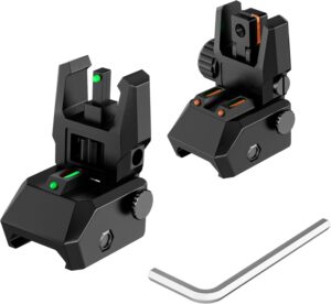 Fiber Optic Sights Flip Up Front and Rear Sites Nylon Folding Sights with Red and Green Fiber Optics