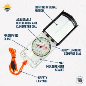Sun Company ProSight Sighting Map Compass with Adjustable Declination