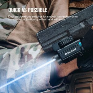 OLIGHT Baldr S Blue Beam 800 Lumens Magnetic USB Rechargeable Tactical Flashlight with White LED Combo, Compact Rail Mounted Light