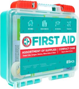 Be Smart Get Prepared 85 Piece First Aid Kit: Clean, Treat, Protect Minor Cuts, Scrapes.