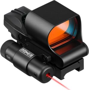 CVLIFE 28×40mm Large Lens Reflex Sight Red Dot Sight,4 Reticle Optics with Laser and Pressure Pad Switch for 21mm Rail