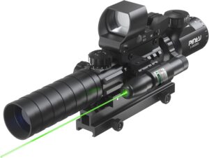PINTY Rifle Optical Scope & Red Dot Combo with Red/Green Laser, Illuminated Reticle for 20mm Picatinny Rail