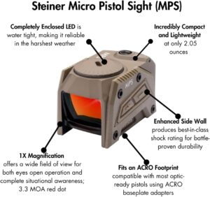 Steiner Micro Pistol Red Dot Sight, Flat Dark Earth, 8700-MPSFDE