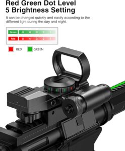 CVLIFE 1X22X33 Reflex Sight Red Dot Sight Red Green 4 Reticle Optics with Green Laser and Pressure Pad Switch for 20mm Rai