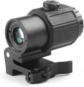 G33/G43/G45 3X/5X Riflescope Magnifier, Holographic Sight, 3x/5X Mirror Magnifying Glass, Side Foldable Flip Adjustment