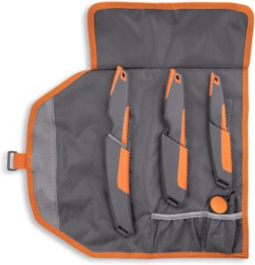 OUTDOOR EDGE VANTEX 4-Piece Roll Pack Hunting Knife Set - Includes Drop-Point, Boning, Caping Knives & Sharpener
