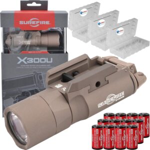 Sure Fire X300 Ultra (X300U-B) High Output 1000 Lumen LED Weapon Light (Tan) with 12 Extra 123A Batteries
