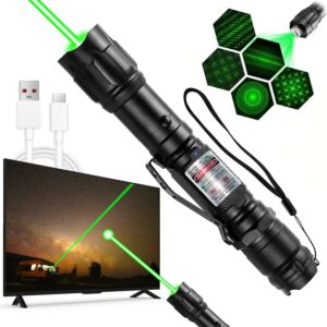 Green Laser Pointer High Power Pen - Long Range Rechargeable Laser Beam, USB-A Charging for Hiking, Presentations & Outdoor Use