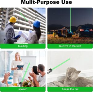 Green Laser Pointer High Power Pen - Long Range Rechargeable Laser Beam, USB Charging Port for Hiking