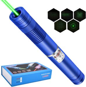 Long Range Green High Power Laser Pointer, Laser Pointer High Power with 5 Pcs Star Cap for Astronomy, Architecture, Outdoor Adventures