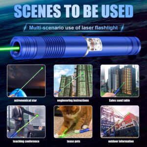 Long Range Green High Power Laser Pointer, Laser Pointer High Power with 5 Pcs Star Cap for Astronomy, Architecture, Outdoor Adventures