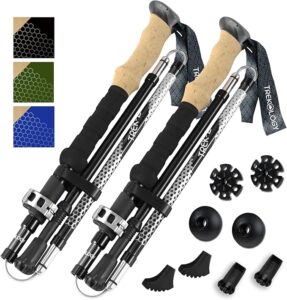 Trekology Trek-Z Collapsible Hiking & Trekking Poles - Balance Support for Seniors, Women, and Men, 2pc Per Set