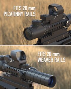 PINTY Rifle Optical Scope & Red Dot Combo with Red/Green Laser, Illuminated Reticle for 20mm Picatinny Rail 3-9x32