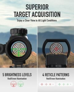 PINTY Rifle Optical Scope & Red Dot Combo with Red/Green Laser, Illuminated Reticle for 20mm Picatinny Rail 3-9x32