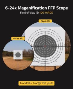 CVLIFE 6-24x50 FFP Rifle Scope with Illuminated Reticle, Zero Stop, Parallax Adjustment