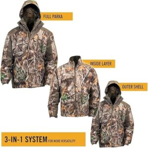HOT SHOT Men’s 3-in-1 Insulated Camo Hunting Parka, Waterproof Jacket