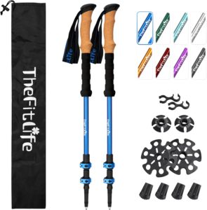 TheFitLife Trekking Poles - Lightweight 7075 Aluminum Hiking Sticks with Cork Grips
