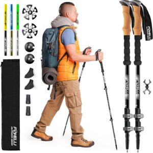 Foxelli Trekking Poles – Lightweight Collapsible Aircraft Grade Aluminum Hiking Poles