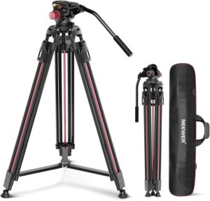 NEEWER 79"/2m Video Camera Tripod with Fluid Head, One Step Quick Release Aluminum Heavy Duty Tripod Stand