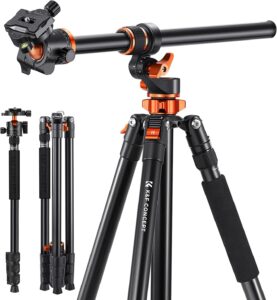 K&F CONCEPT 90''/230cm Ultra High Camera Tripod,Horizontal Overhead Shooting Travel Tripods with Metal Ball Head 10KG Load Capacity