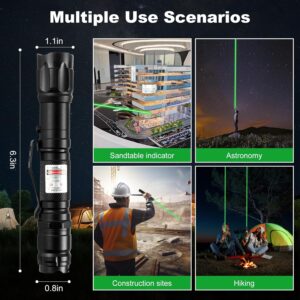 Green Laser Pointer High Power Pen - Long Range Rechargeable Laser Beam, USB-A Charging for Hiking, Presentations & Outdoor Use