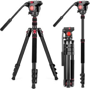 Victiv Camera Tripod, 72" Video Tripod with Fluid Head, Aluminum Heavy Duty Tripod with Carry Bag