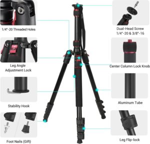 Bundle：SmallRig T-10 Camera Tripod, 68" Foldable Aluminum Tripod