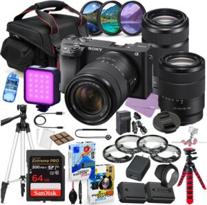 Sony a6400 Mirrorless Camera with 18-135mm & 55-210mm Lens Bundle