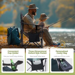ALPHA CAMP Oversized Camping Chair Heavy Duty Lawn Chair with Cooler
