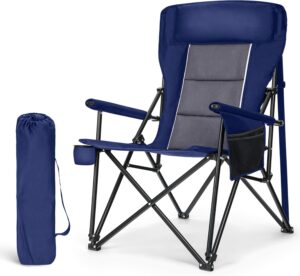 LET'S CAMP Oversized Camping Chairs 29.52" High Back Heavy Duty Lawn Chair Support 500LBS