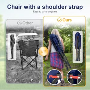 LET'S CAMP Oversized Camping Chairs 29.52" High Back Heavy Duty Lawn Chair Support 500LBS