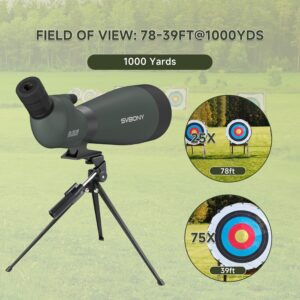 SVBONY SV28 100mm Angled Spotting Scope for Target Shooting, 25-75x Spotter Scope with Tripod