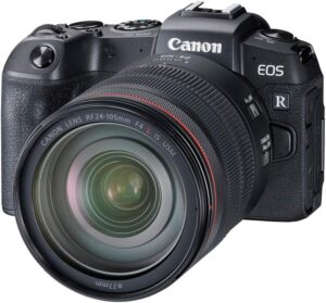 Canon EOS RP Mirrorless Camera with RF 24-105mm F/4L is USM Lens.
