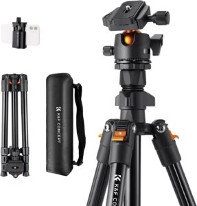K&F CONCEPT 64 inch/163 cm Camera Tripod,Lightweight Travel Outdoor DSLR Tripods with 360 Degree Ball Head