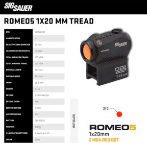 SIG SAUER Romeo5 1x20mm Tread Closed Red Dot Sight