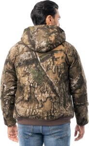 Realtree mens Insulated Duck Quilted Lined Full Zip Hoodie.