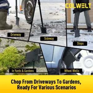 Colwelt Metal Snow Shovel 58’’, Heavy Duty Ice Scraper for Driveway.