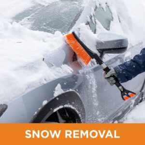 43" Ice Scraper for Car Windshield - 3-in-1 Extendable Snow Brush with 180° Pivot Head.