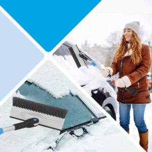 Extendable Snow Brush with Squeegee & Ice Scraper - Eva Foam Comfort Grip on Aluminum Handle.