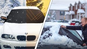 AstroAI 27" Snow Brush Blue and 4-Layer Windshield Snow Cover.