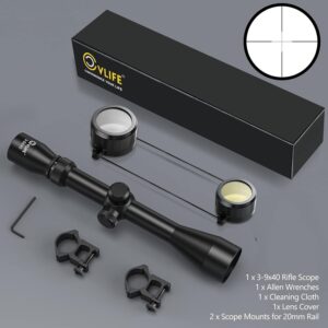 CVLIFE 3-9x40 Optics R4 Reticle Crosshair Scope with Scope Mounts