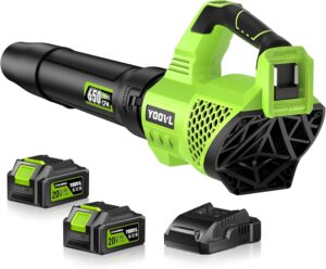 Leaf Blower Cordless, 650CFM Electric Leaf Blowers with 2 x 5.2Ah Batteries and Charger.