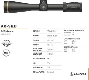 Leupold VX-5HD 3-15x44mm Side Focus Riflescope