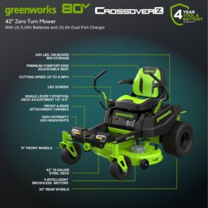 Greenworks 80V 42" Zero Turn Riding Lawn Mower.