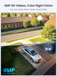 Solar Home Security Camera System Wireless Outdoor, 4 Cam Kit with Base Station.